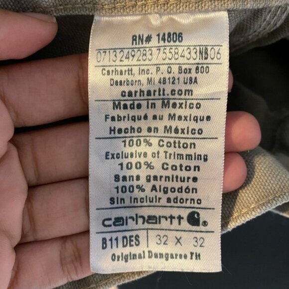 Carhartt B11 Original Dungaree Work Pants 32x32 — Khaki Duck Canvas Utility - Picture 10 of 10